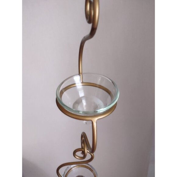 Gold Metal Wall Sconce 3 Candle Holder scroll hanging bracket 30" - Picture 14 of 15
